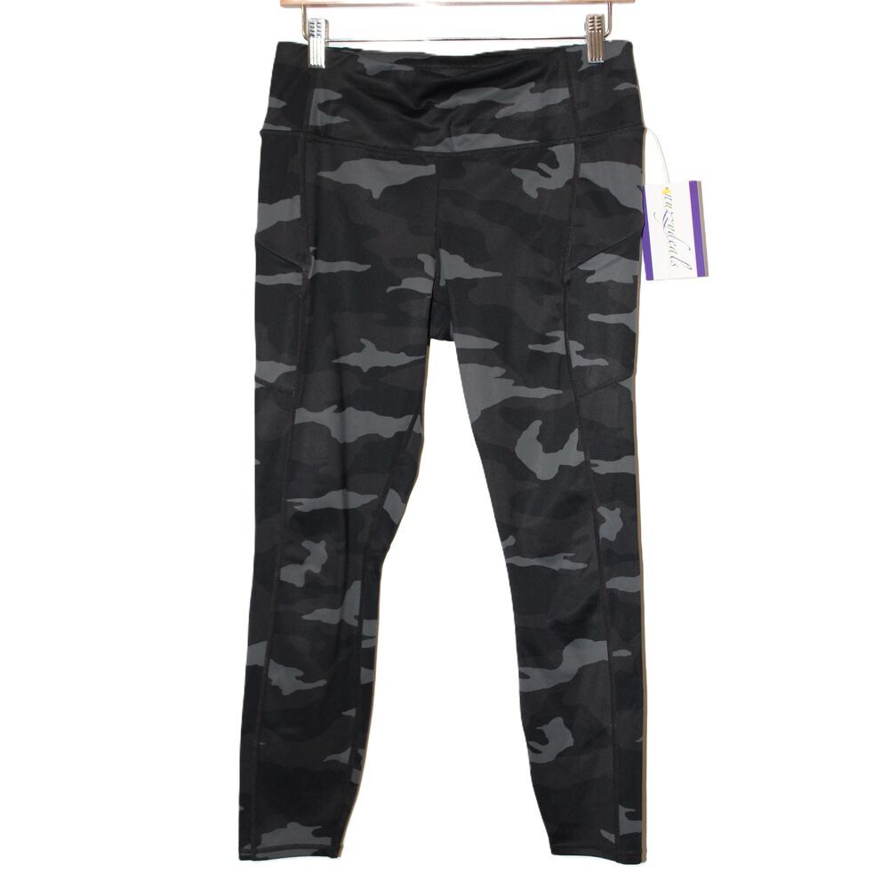 Athleta Camo Contender 7/8 Tight 405480-00 Black Gray High Waist Leggings Size M